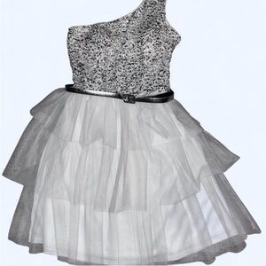 NWT! dELiA*s One Shoulder Sequined and Tulle Tutu Dress with Silver Belt 7